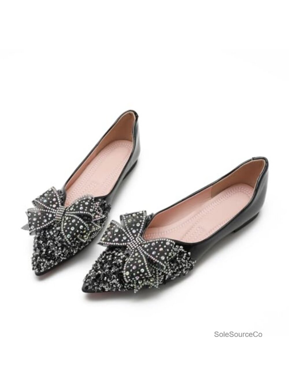 Rhinestone Ballet Flats Women Comfortable Pointed Toe Low Heel Wedding Dress